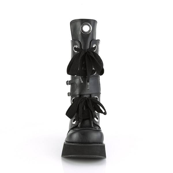 Demonia Women's Sprite-210 Platform Mid Calf Boots - Black Vegan Leather D3796-08US Clearance